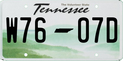 TN license plate W7607D