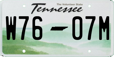 TN license plate W7607M
