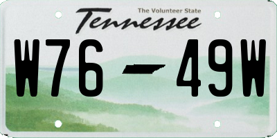 TN license plate W7649W