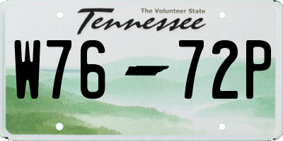 TN license plate W7672P