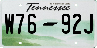 TN license plate W7692J