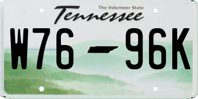 TN license plate W7696K