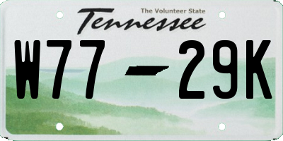 TN license plate W7729K