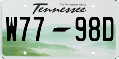 TN license plate W7798D