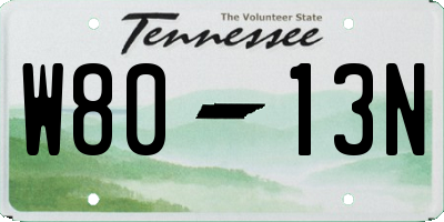 TN license plate W8013N