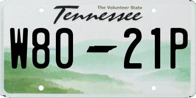 TN license plate W8021P