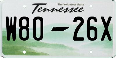 TN license plate W8026X