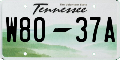 TN license plate W8037A