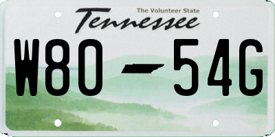 TN license plate W8054G