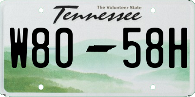 TN license plate W8058H