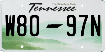 TN license plate W8097N