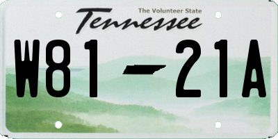 TN license plate W8121A
