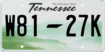 TN license plate W8127K