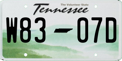 TN license plate W8307D