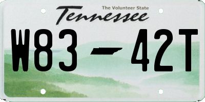 TN license plate W8342T
