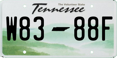 TN license plate W8388F