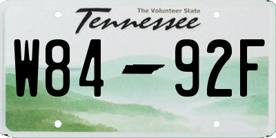 TN license plate W8492F