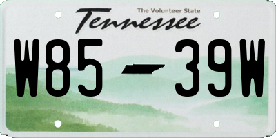 TN license plate W8539W