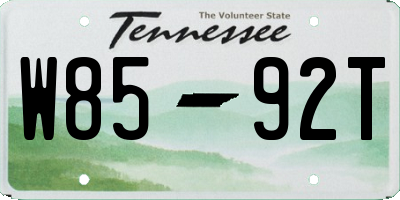 TN license plate W8592T