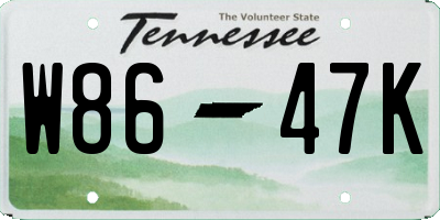 TN license plate W8647K