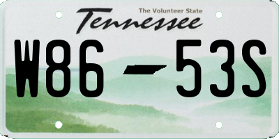 TN license plate W8653S