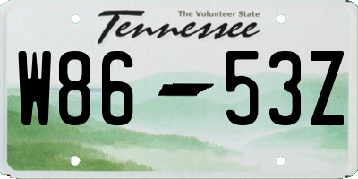 TN license plate W8653Z