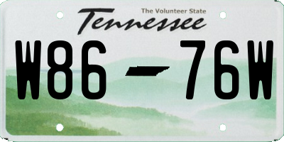 TN license plate W8676W