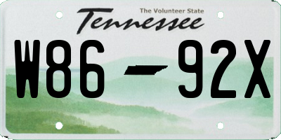 TN license plate W8692X