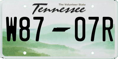TN license plate W8707R