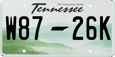 TN license plate W8726K