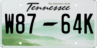 TN license plate W8764K