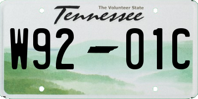 TN license plate W9201C