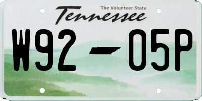 TN license plate W9205P