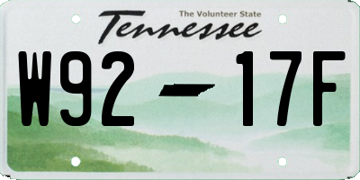 TN license plate W9217F