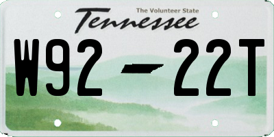 TN license plate W9222T