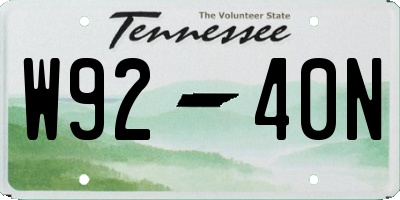 TN license plate W9240N