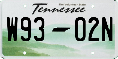 TN license plate W9302N