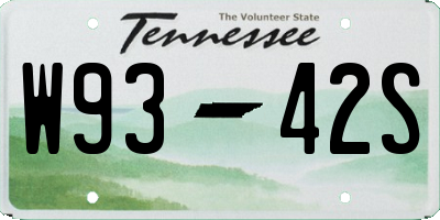 TN license plate W9342S