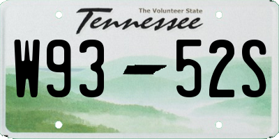 TN license plate W9352S