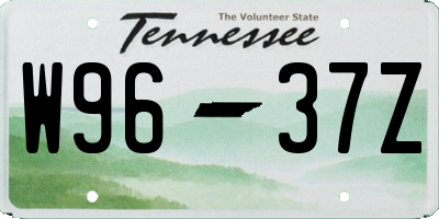 TN license plate W9637Z