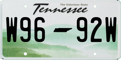 TN license plate W9692W