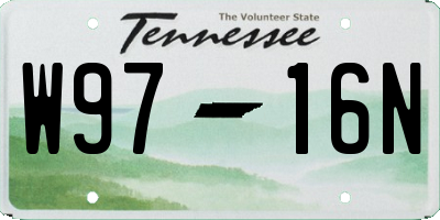 TN license plate W9716N