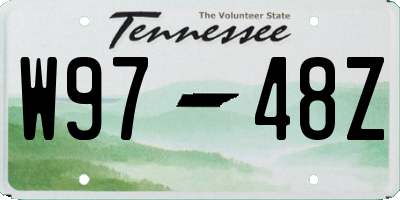 TN license plate W9748Z