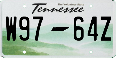 TN license plate W9764Z