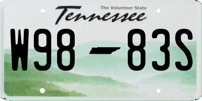 TN license plate W9883S