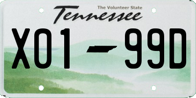 TN license plate X0199D