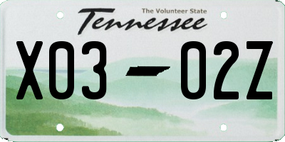 TN license plate X0302Z