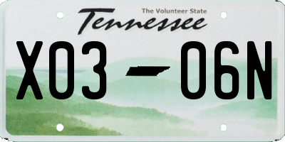 TN license plate X0306N