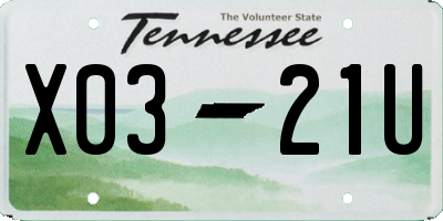 TN license plate X0321U