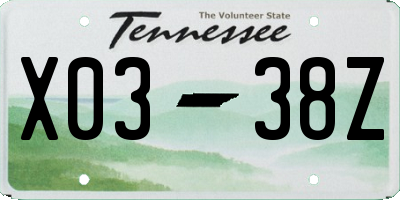 TN license plate X0338Z